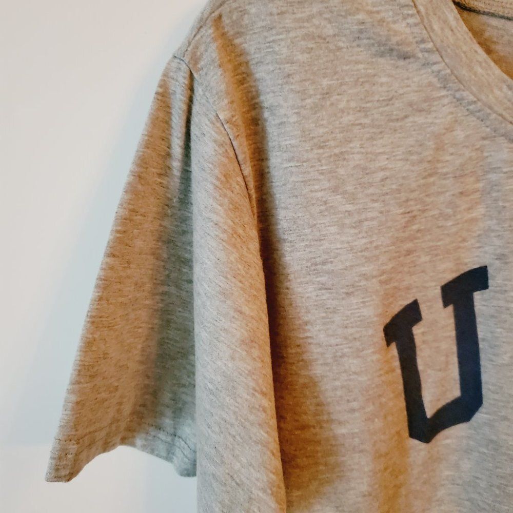 USA Gray Crop Tee Crew Neck With American Flag On The Sleeve - L - Picture 4 of 8